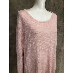 1X Plus Pink Sweater Long Sleeve Stretch Basic Editions #396